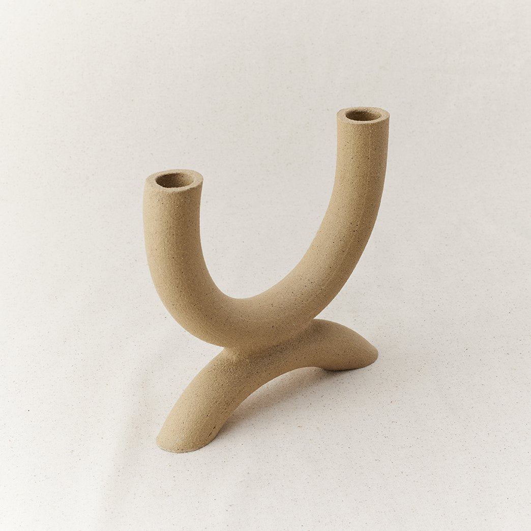 Forevermore Dual Candle Holder in Raw Birch