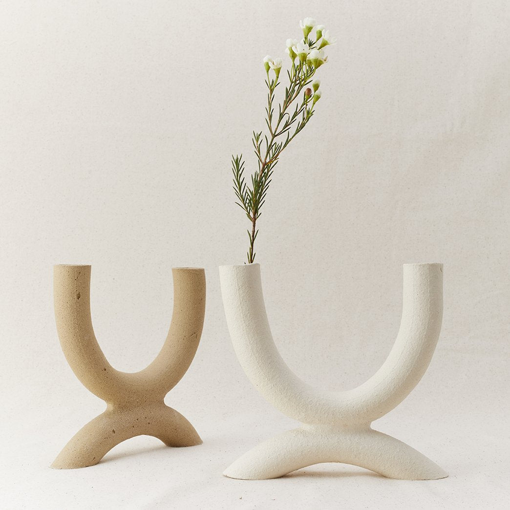 Forevermore Dual Candle Holder in Raw Birch